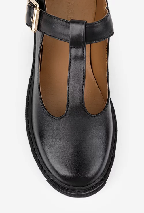 Pantofi dama negri din piele naturala