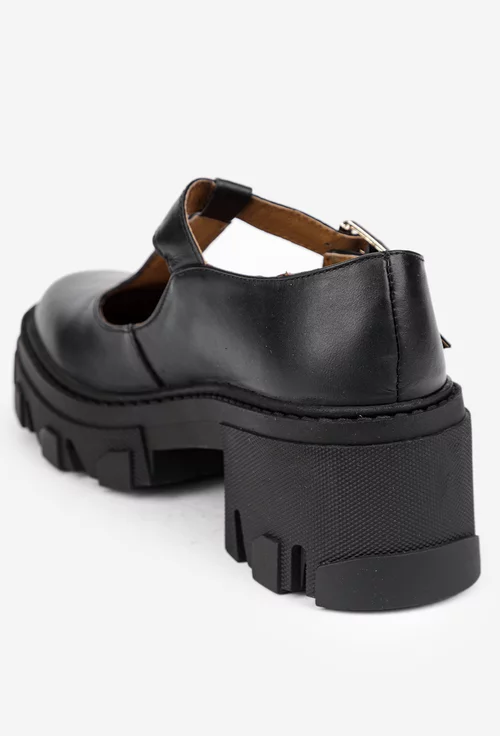 Pantofi dama negri din piele naturala
