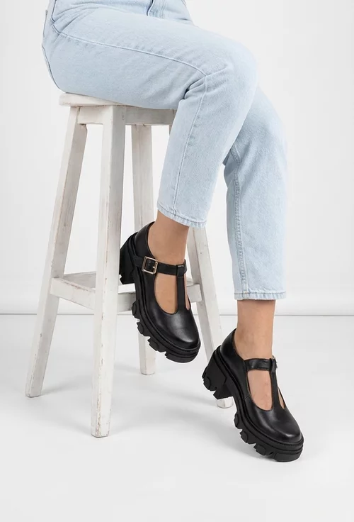 Pantofi dama negri din piele naturala