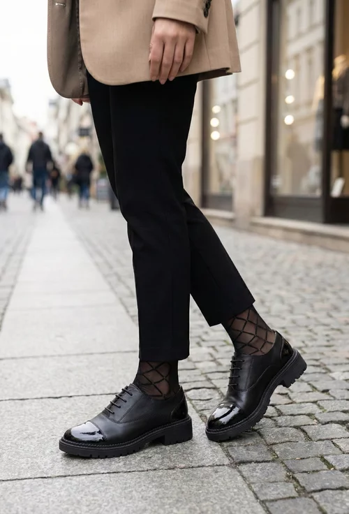 Pantofi dama negri din piele naturala