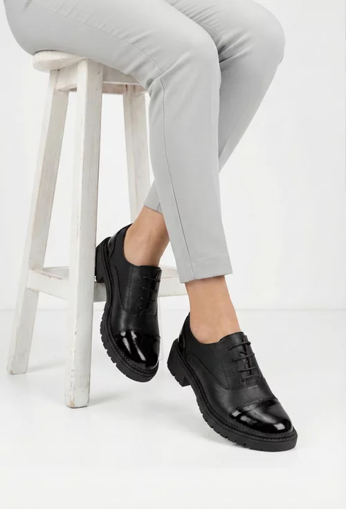 Pantofi dama negri din piele naturala