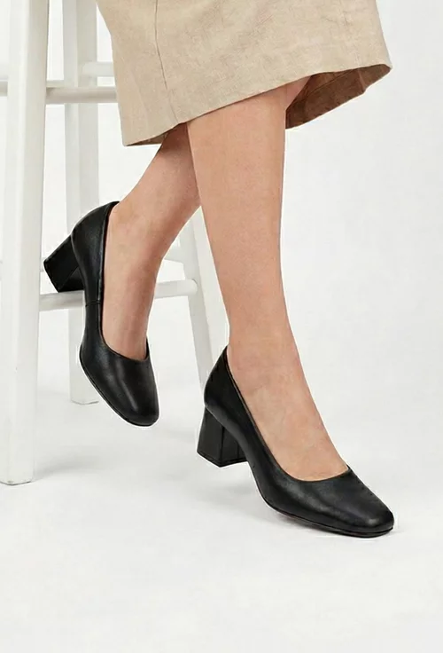 Pantofi dama negri din piele naturala