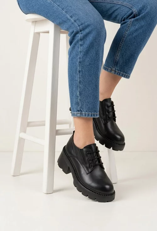 Pantofi dama negri din piele naturala