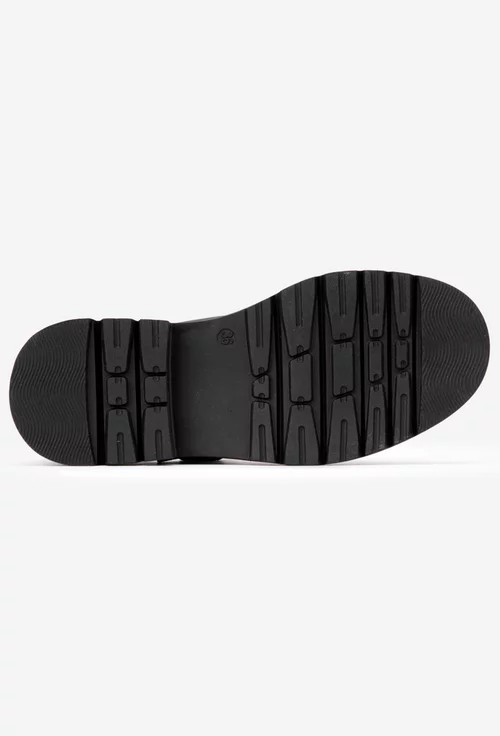 Pantofi dama negri din piele naturala cu bareta taupe