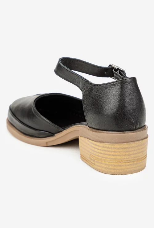 Pantofi dama negri din piele naturala cu decupaj picture - 3