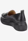Pantofi dama negri din piele naturala cu model perforat