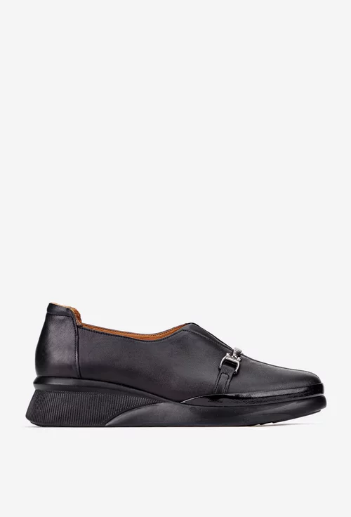 Pantofi dama negri din piele naturala cu ornament