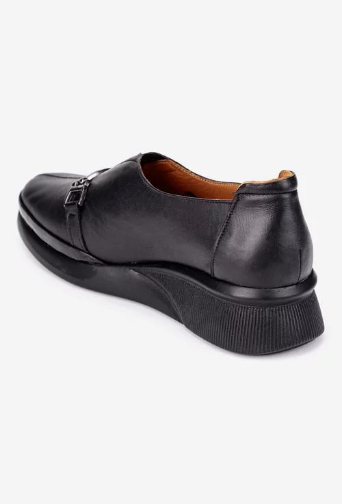 Pantofi dama negri din piele naturala cu ornament