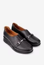 Pantofi dama negri din piele naturala cu ornament