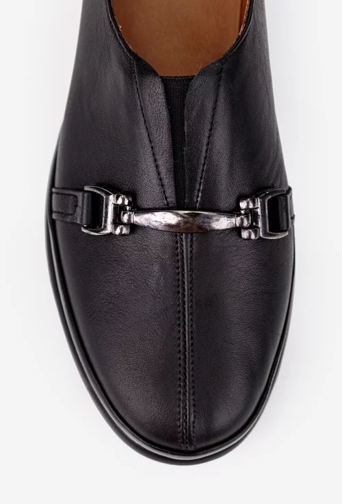 Pantofi dama negri din piele naturala cu ornament