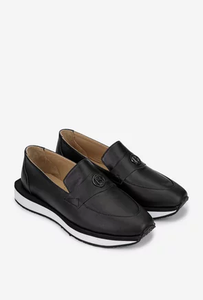 Pantofi dama negri din piele naturala cu ornament