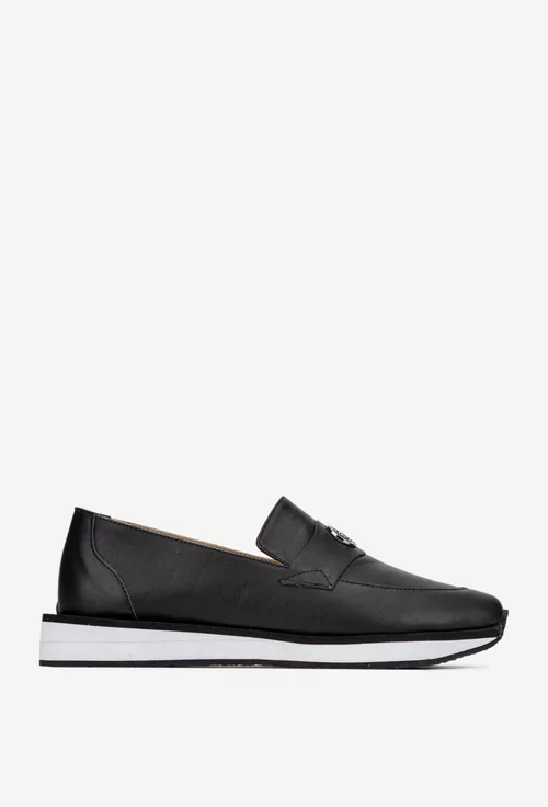 Pantofi dama negri din piele naturala cu ornament