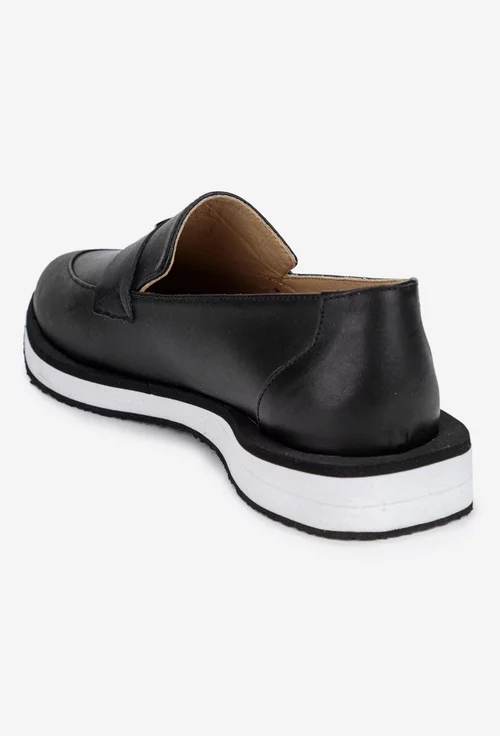 Pantofi dama negri din piele naturala cu ornament