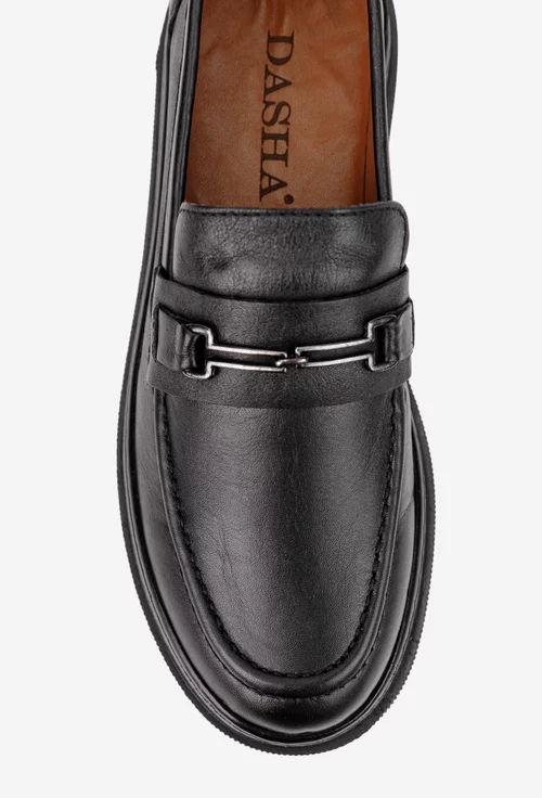 Pantofi dama negri din piele naturala cu ornament