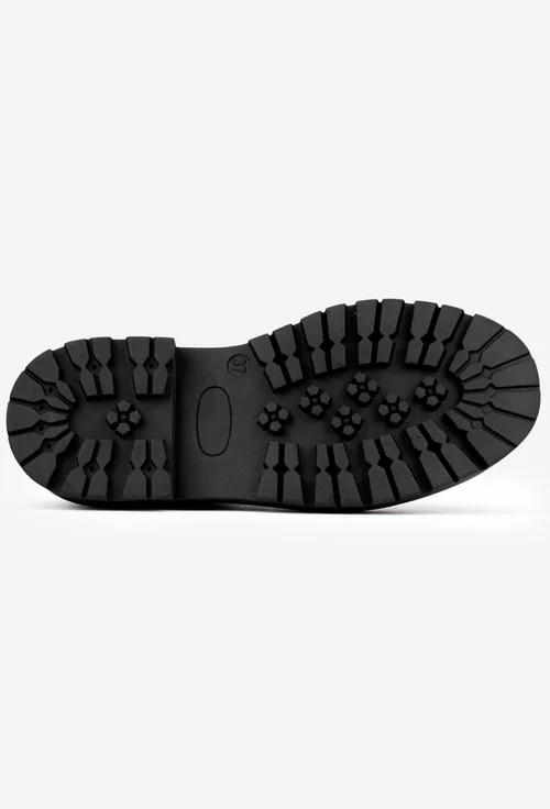 Pantofi dama negri din piele naturala cu siret si talpa groasa