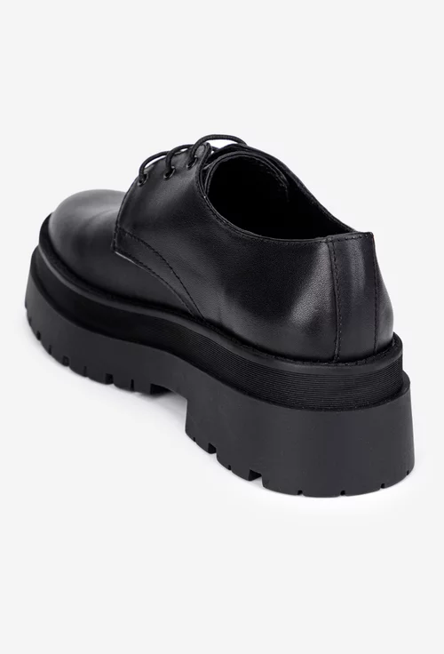 Pantofi dama negri din piele naturala cu talpa groasă