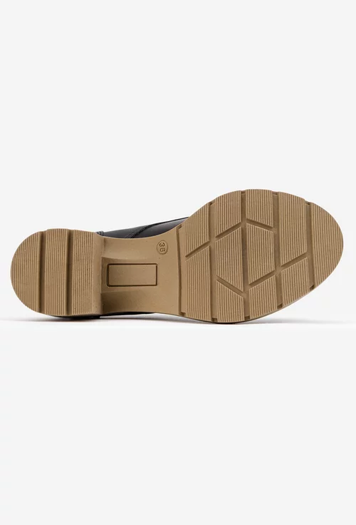 Pantofi dama negri din piele naturala cu toc masiv