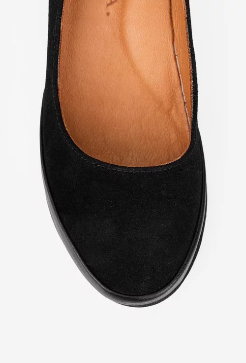 Pantofi dama negri din piele naturala intoarsa