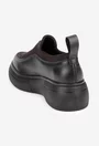 Pantofi dama negri din piele naturala si material textil