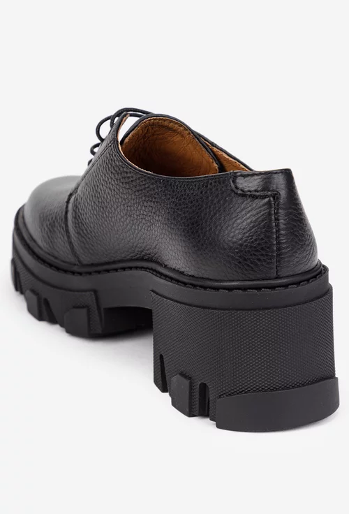 Pantofi dama negri din piele texturata
