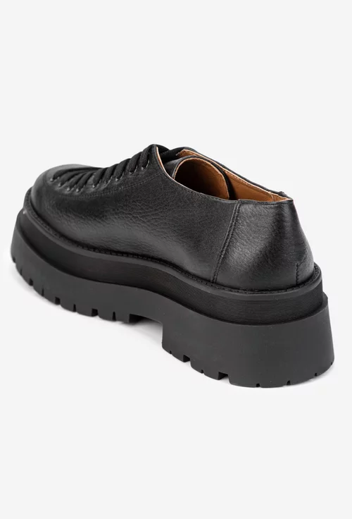 Pantofi dama negri din piele texturata picture - 4