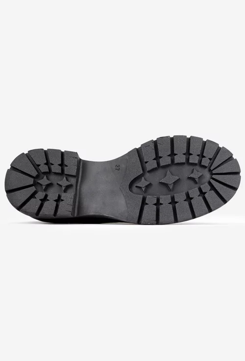 Pantofi dama negri din piele texturata cu toc mic