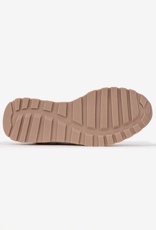 Pantofi dama NUR albi cu gri deschis din piele