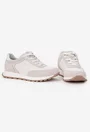 Pantofi dama NUR albi cu gri deschis din piele