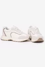 Pantofi dama NUR albi cu gri deschis din piele si material textil