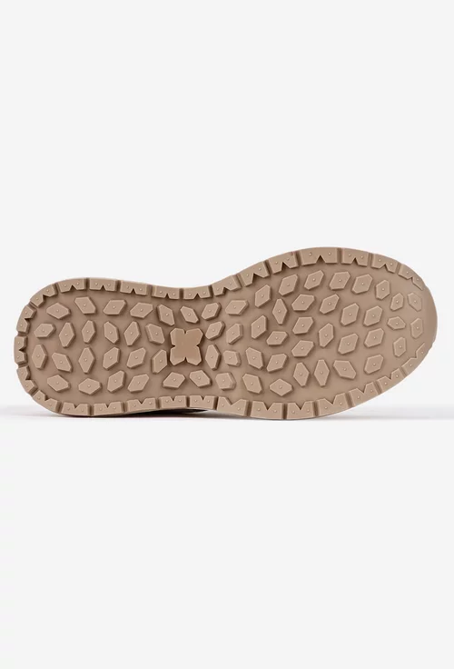 Pantofi dama NUR albi cu gri deschis din piele si material textil