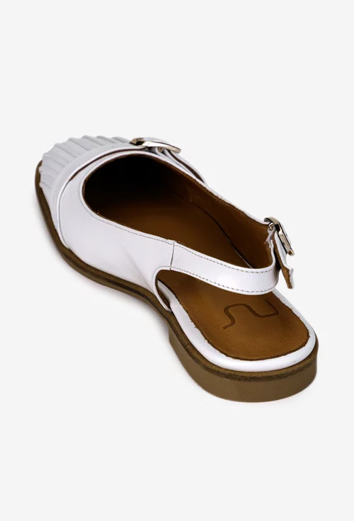 Pantofi dama NUR albi din piele cu decupaj