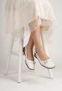 Pantofi dama NUR albi din piele cu decupaj