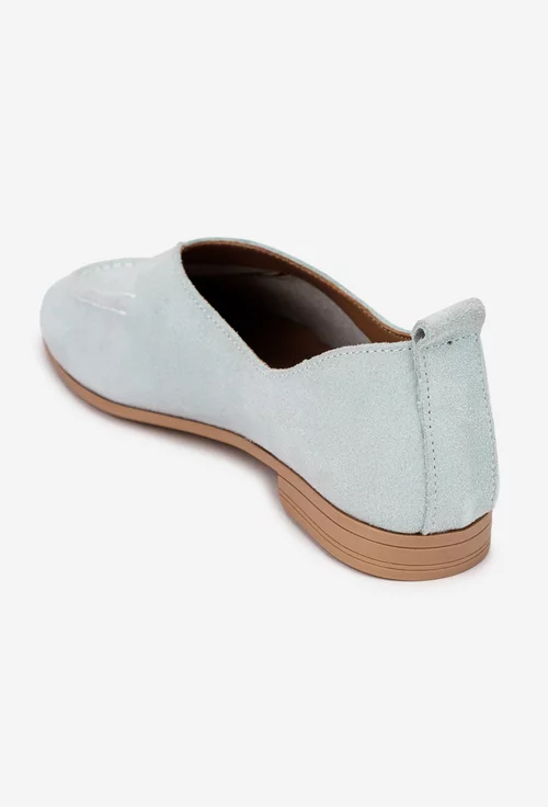 Pantofi dama NUR albi din piele intoarsa