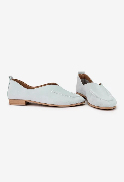 Pantofi dama NUR albi din piele intoarsa