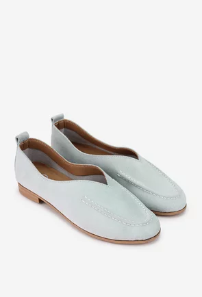 Pantofi dama NUR albi din piele intoarsa