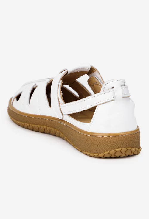 Pantofi dama NUR albi din piele naturala cu decupaje