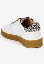 Pantofi dama NUR albi din piele naturala cu detalii animal print