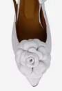 Pantofi dama NUR albi din piele naturala cu floare