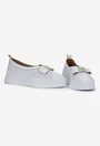 Pantofi dama NUR albi din piele naturala cu ornament