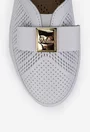 Pantofi dama NUR albi din piele naturala cu ornament
