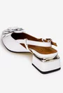 Pantofi dama NUR albi din piele naturala cu ornament floare