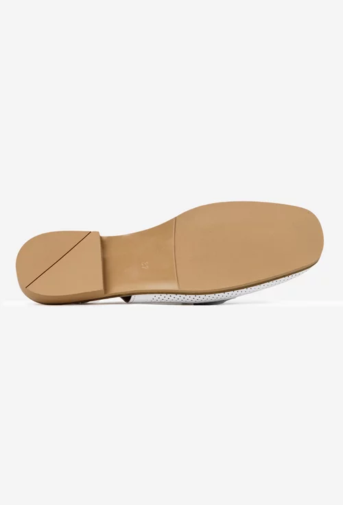 Pantofi dama NUR albi din piele naturala perforata cu ornament