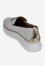 Pantofi dama NUR albi din piele perforata cu ornament
