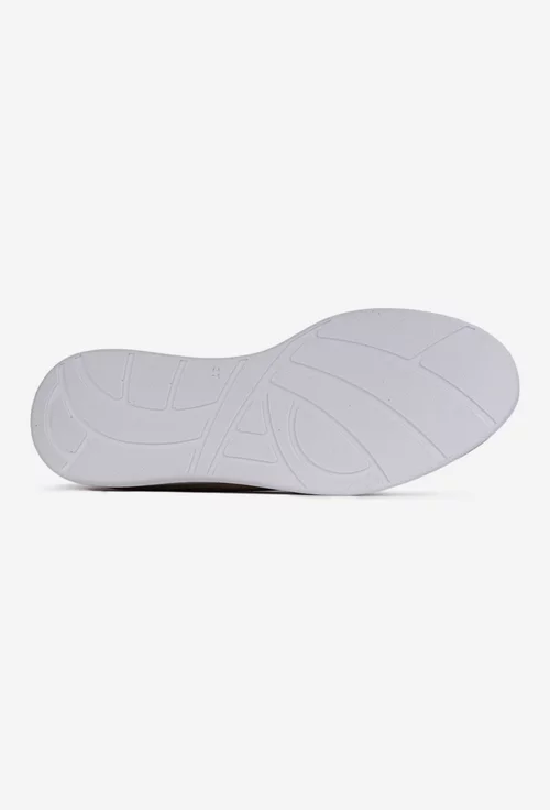 Pantofi dama NUR albi din piele perforata cu ornament