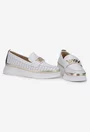 Pantofi dama NUR albi din piele perforata cu ornament