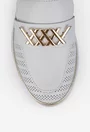 Pantofi dama NUR albi din piele perforata cu ornament