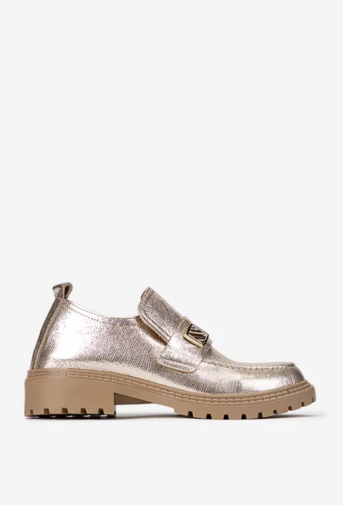 Pantofi dama NUR aurii din piele cu model