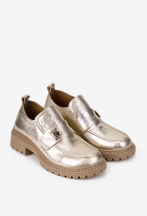 Pantofi dama NUR aurii din piele cu model