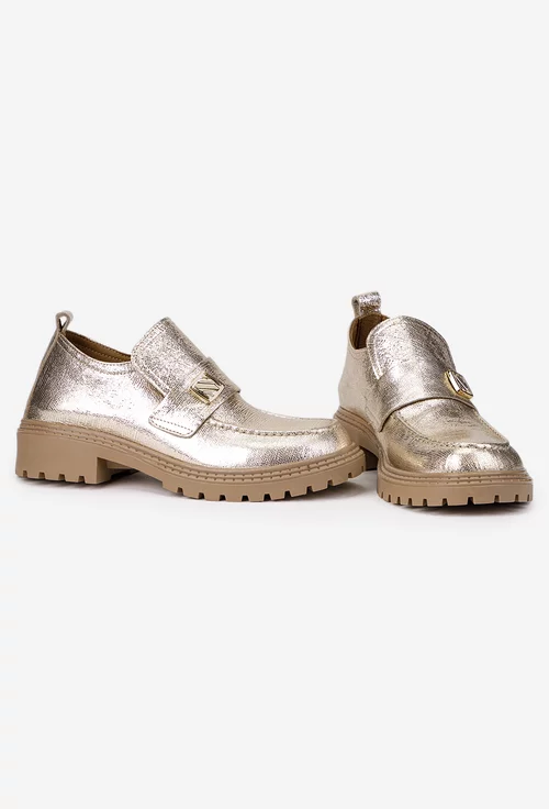 Pantofi dama NUR aurii din piele cu model
