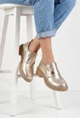 Pantofi dama NUR aurii din piele cu model